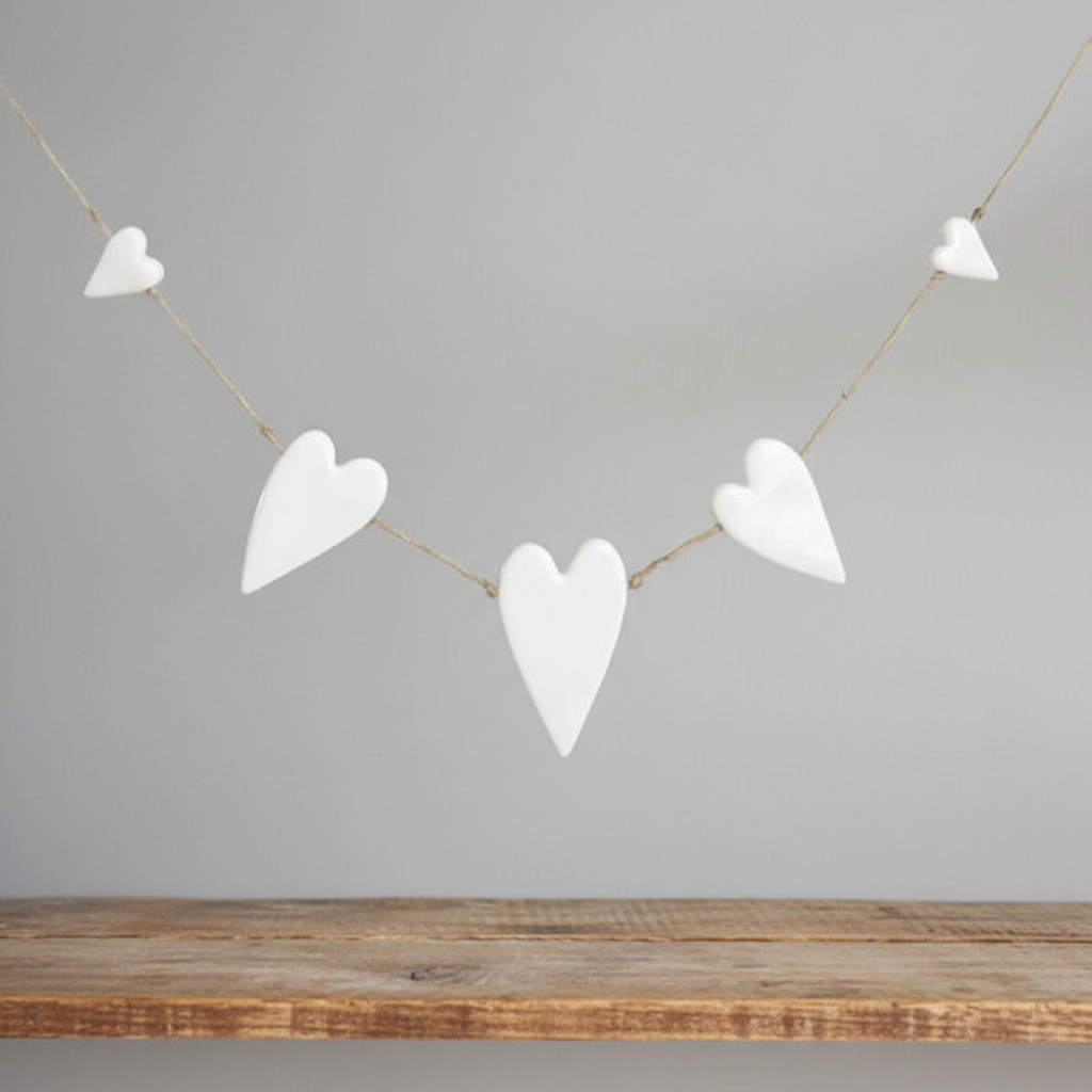 East of India Porcelain Heart Garland