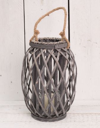 Grey Wicker Lantern - 33cm image 1