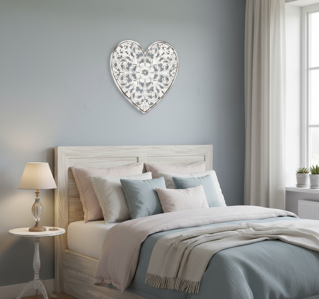 White Washed Heart Plaque