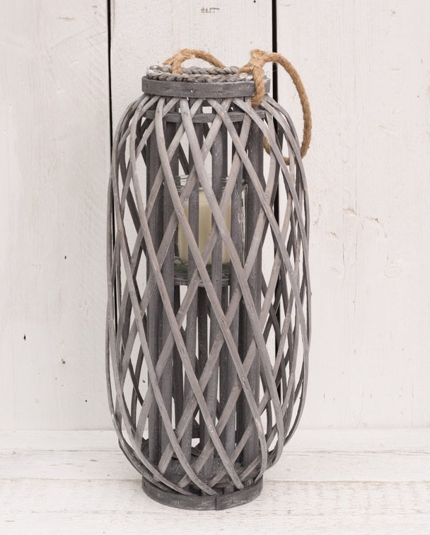 Grey Wicker Lantern - 49cm