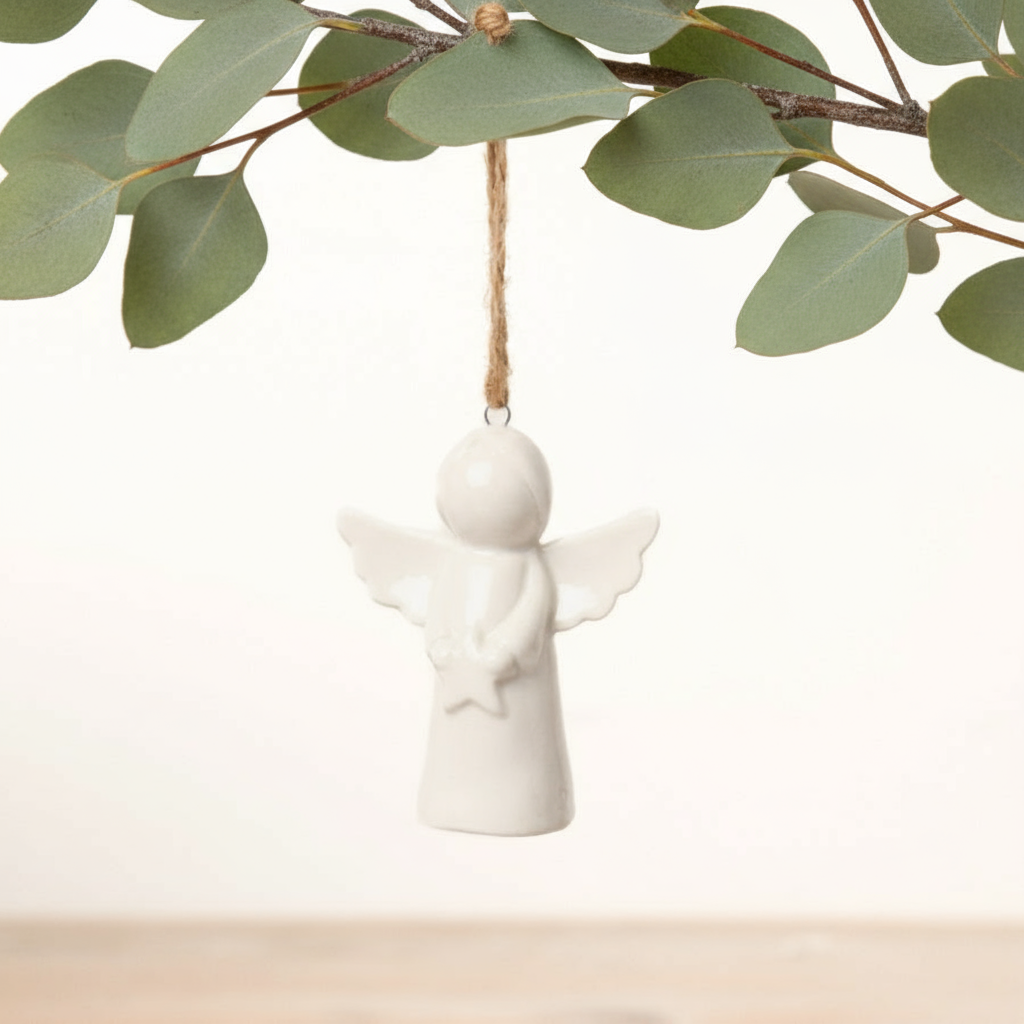 White Ceramic Hanging Angel