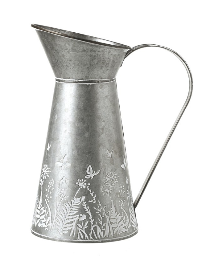 Metal Jug with Flower Detail - 26cm image 0