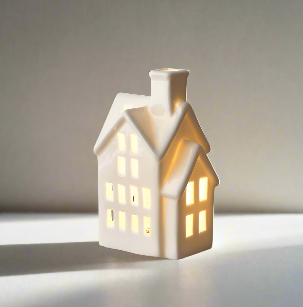 Ceramic House with LED Light - 12cm