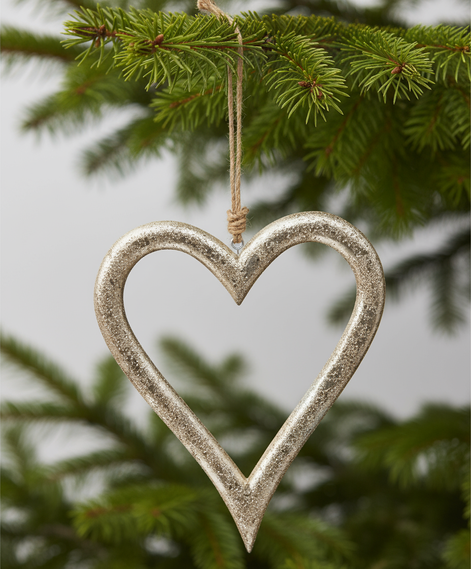 Silver & Gold Painted Wooden Heart