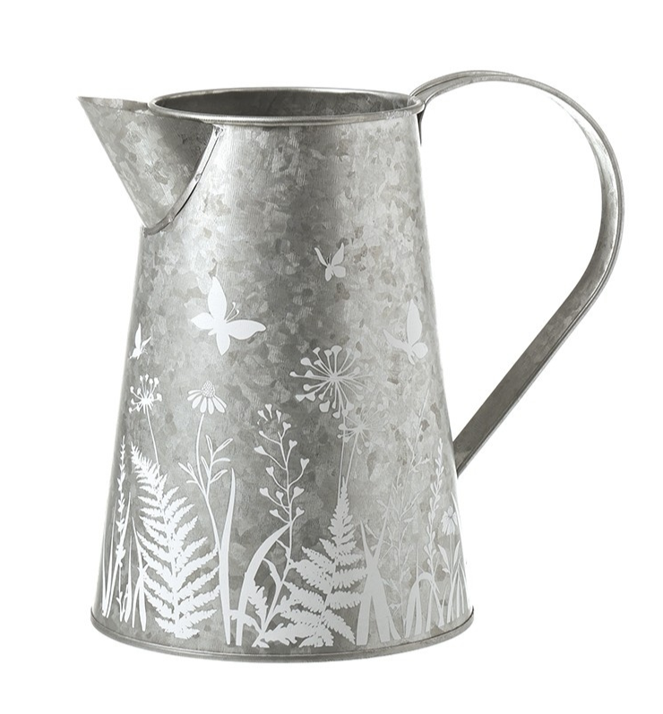 Metal Jug with Flower Detail - 20cm image 0