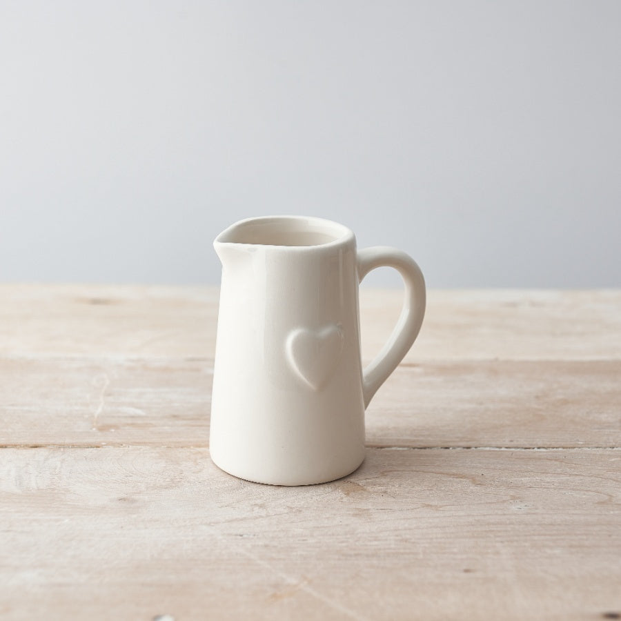 White Heart Jug 9cm image 1