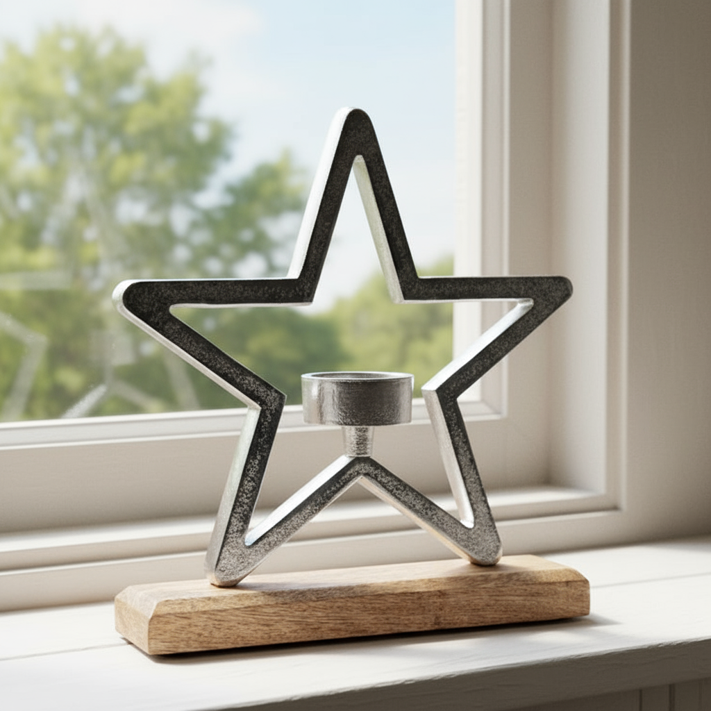 Silver Star T Light Holder