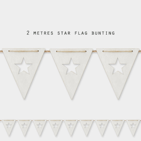 White Wooden Star Bunting image 3