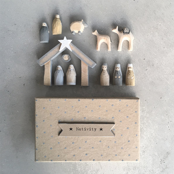 East of India Wooden Nativity Set