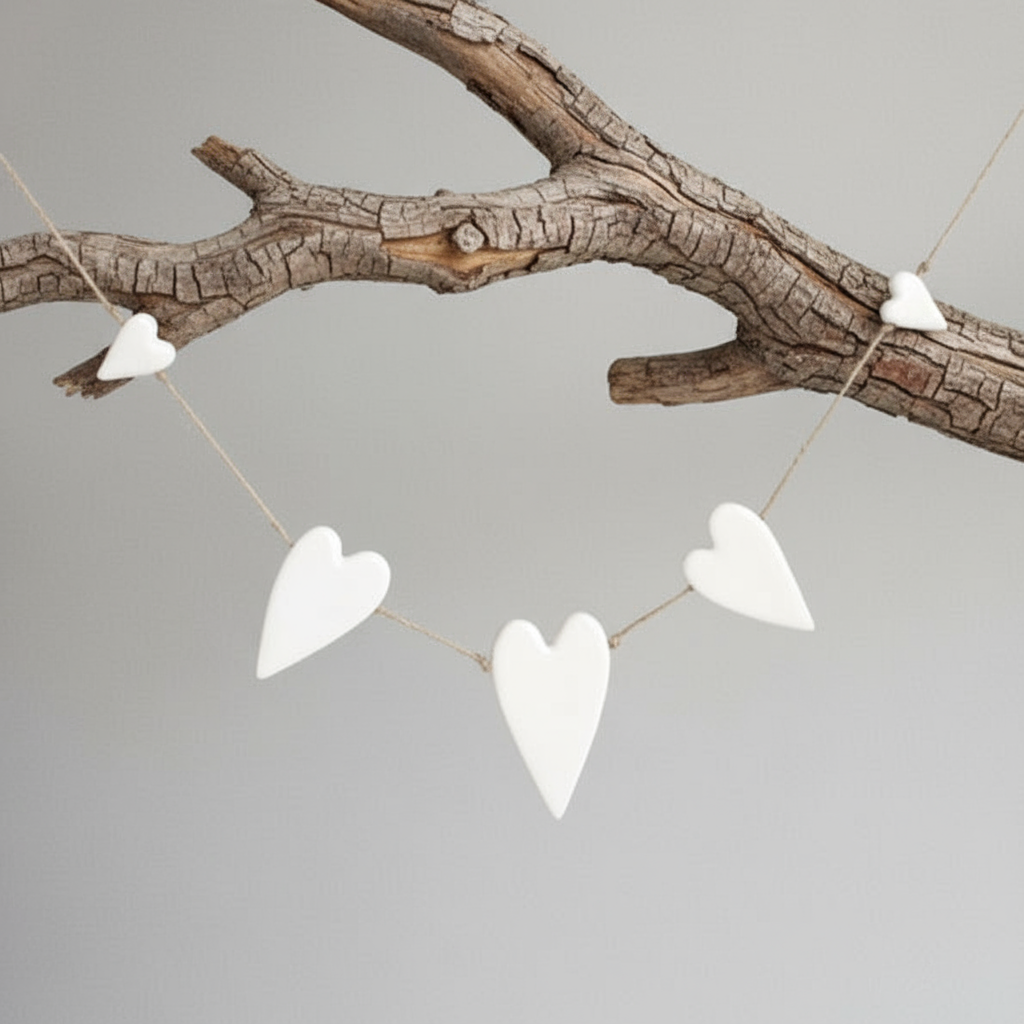 East of India Porcelain Heart Garland