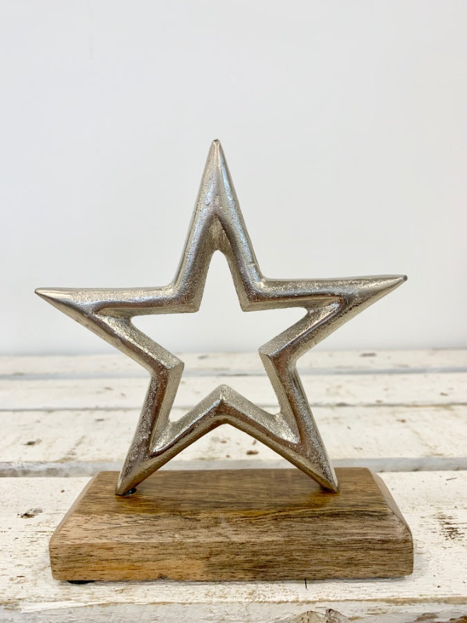 Silver Star on Wooden Block image 1