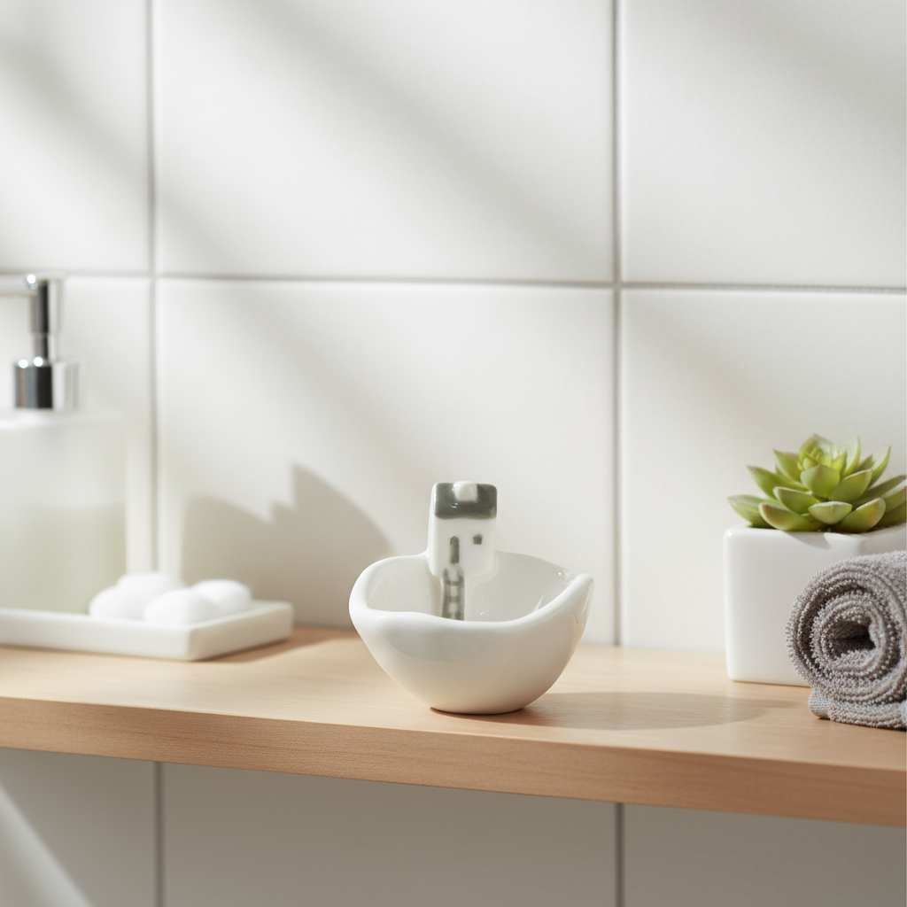 East of India Porcelain Bowl with House