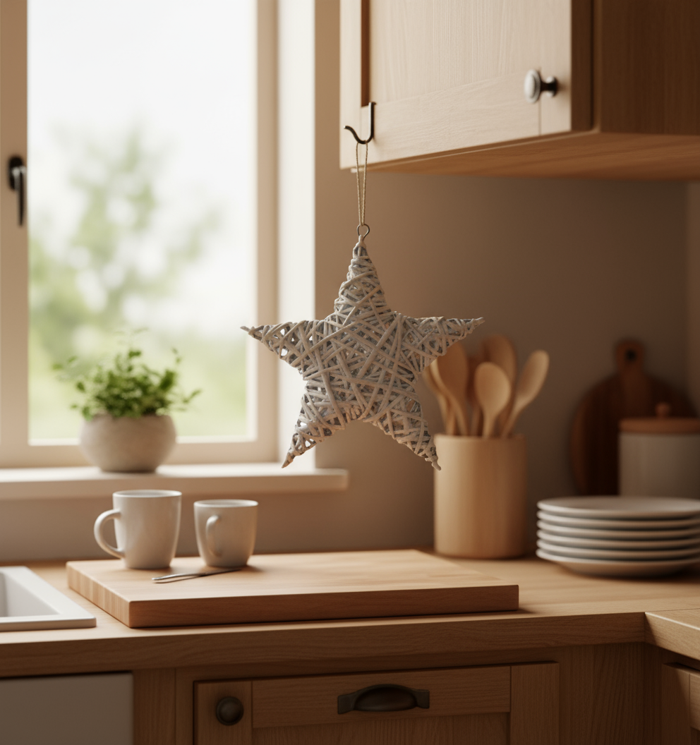 White Washed Wicker Star