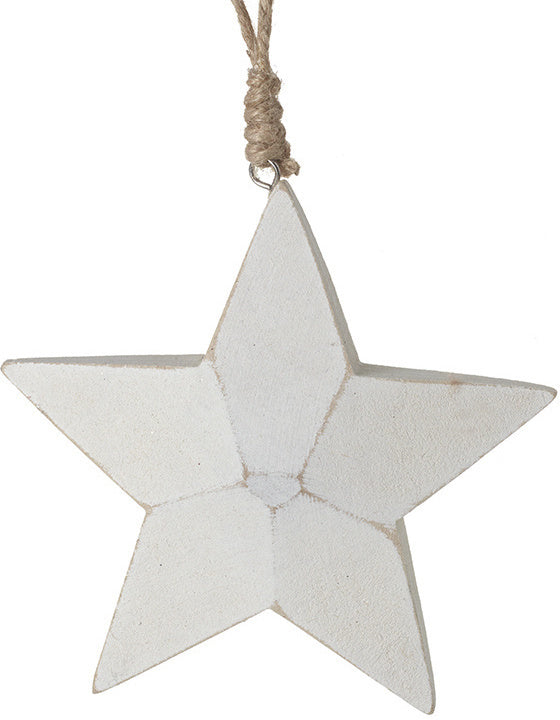 White Wooden Star - 13cm