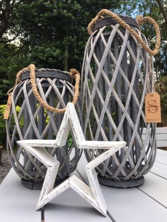 Grey Wicker Lantern  - 33cm image 0