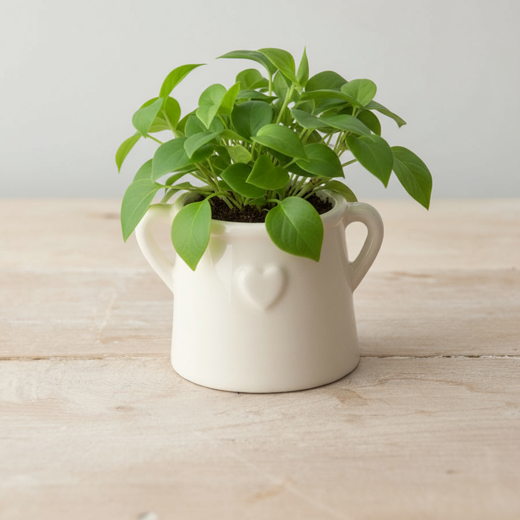 White Heart Plant Pot