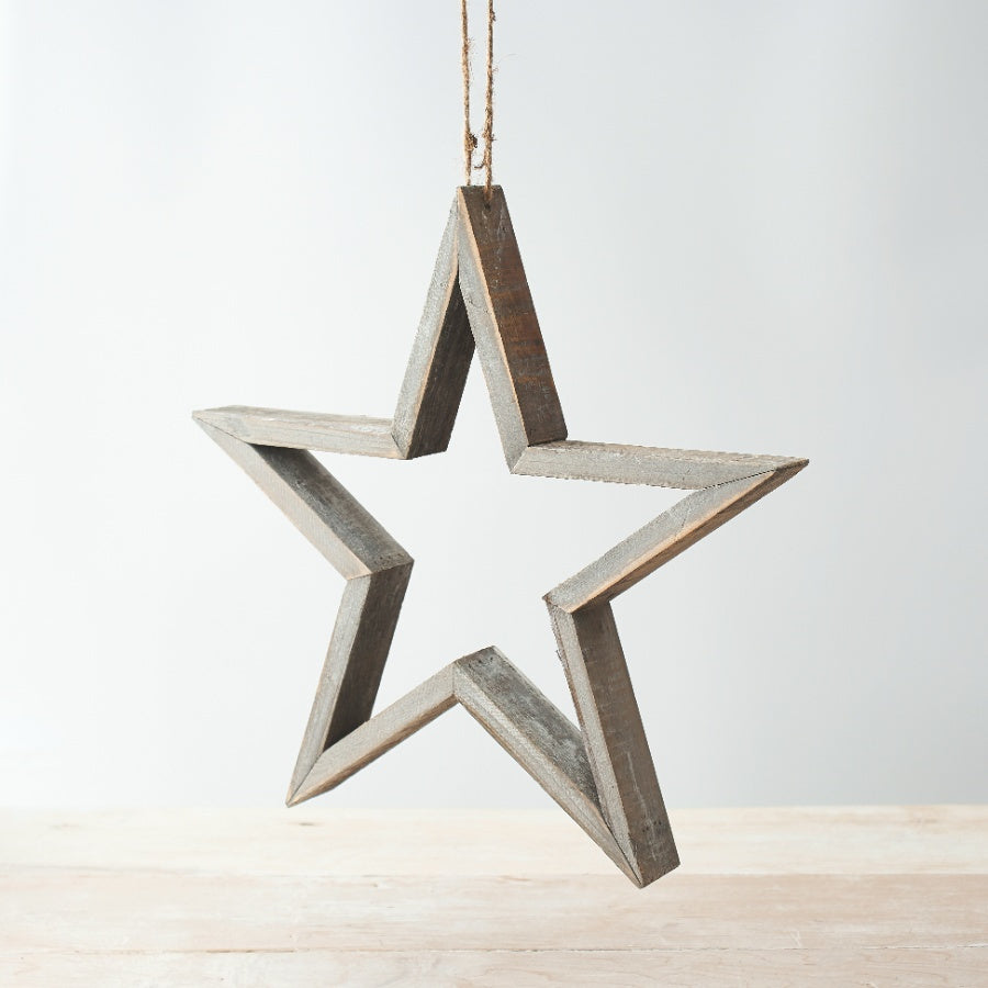 Wooden Hanging Grey Star 36cm
