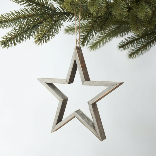 Wooden Hanging Grey Star 36cm