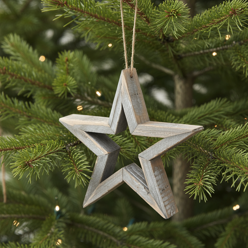 Wooden Hanging Grey Star 21cm