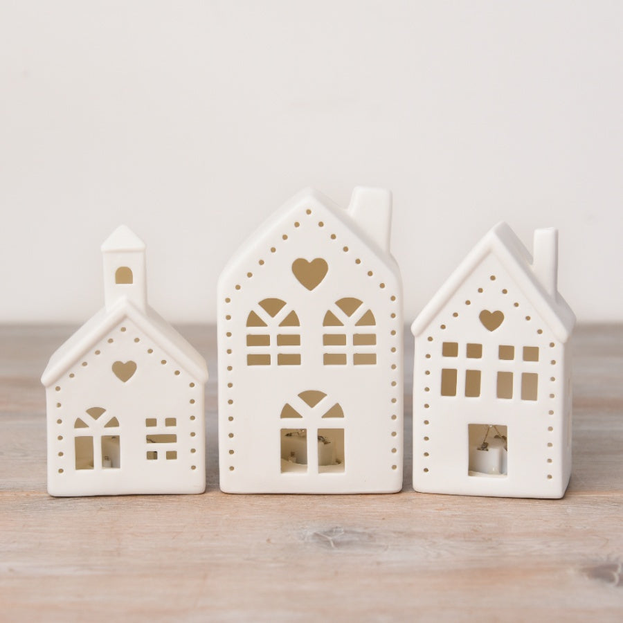 LED Church & Houses (Set of 3)
