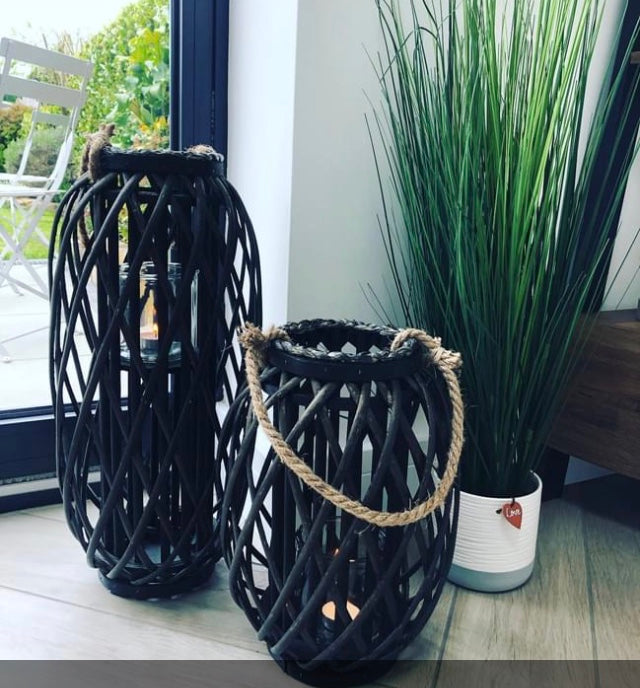Black Wicker Lantern image 0