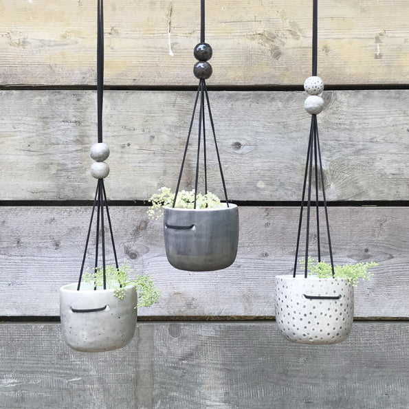 East of India Hanging Planter - grey