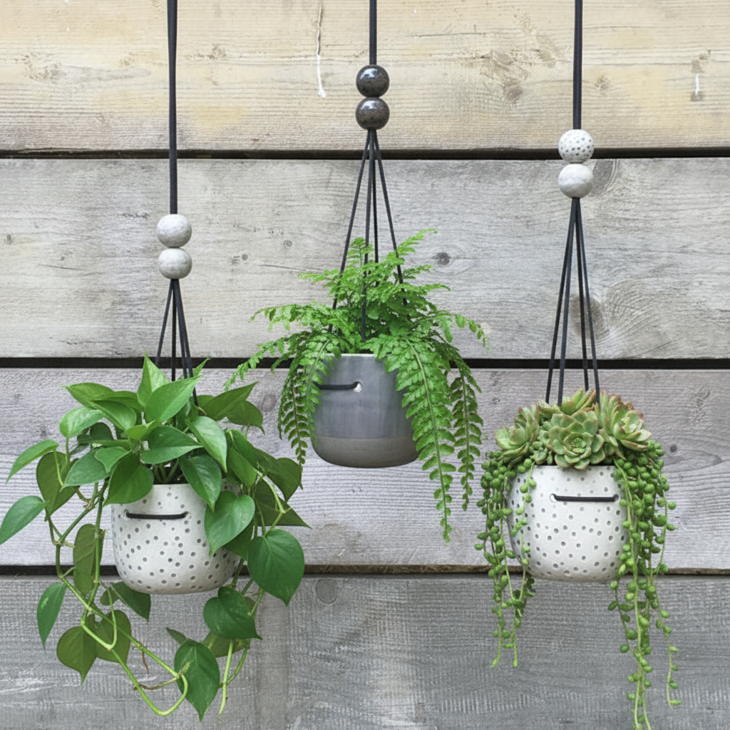 East of India Hanging Planter - Black
