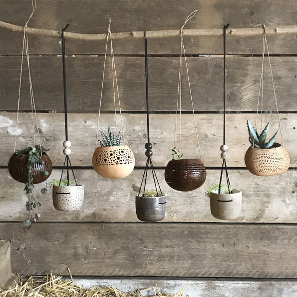 East of India Hanging Planter - grey