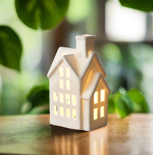 Ceramic House with LED Light - 12cm