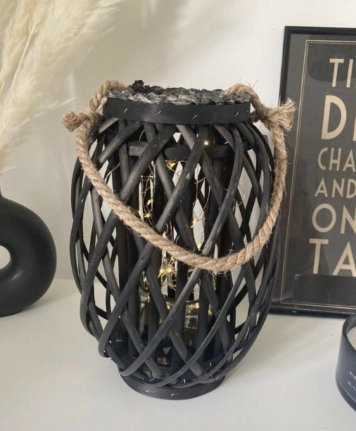 Black Wicker Lantern image 1