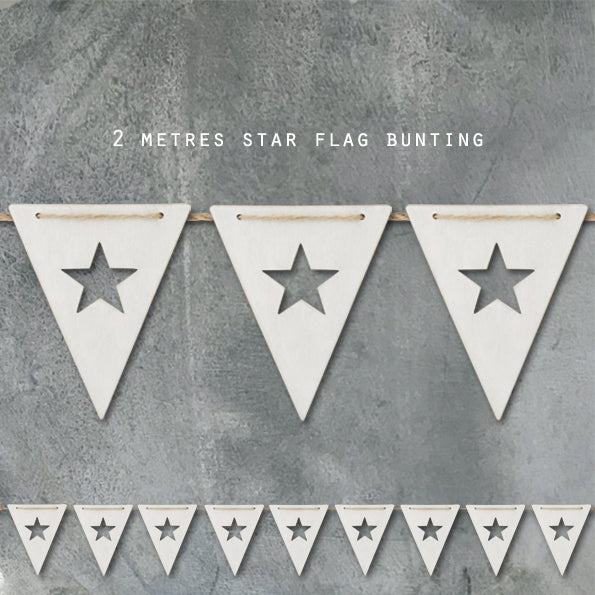 White Wooden Star Bunting image 0