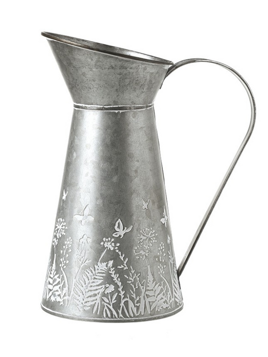 Metal Jug with Flower Detail - 26cm image 0