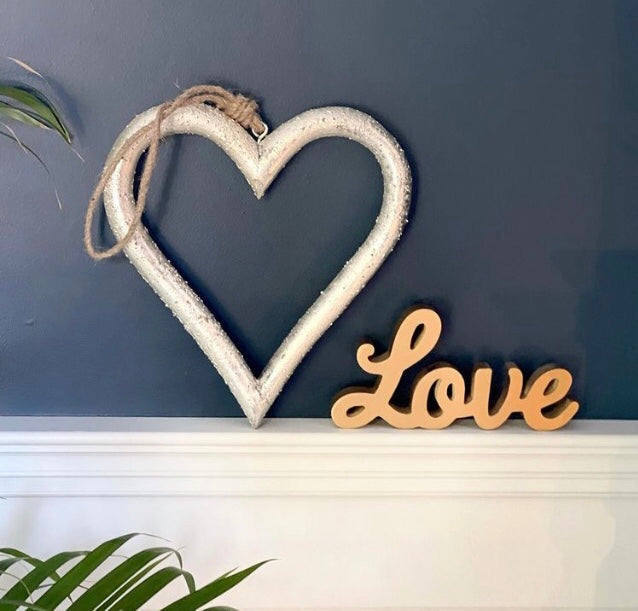 Silver & Gold Painted Wooden Heart