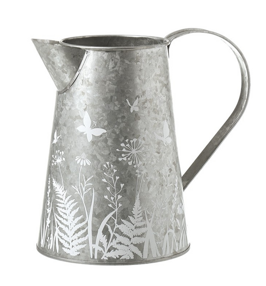 Metal Jug with Flower Detail - 20cm image 0
