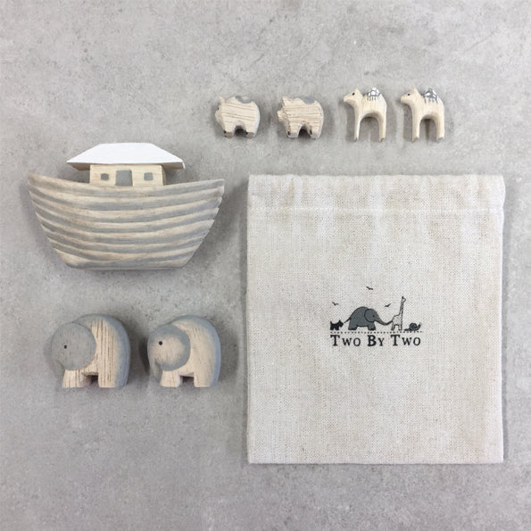 Wooden Noah's Ark Set in Linen Bag image 1