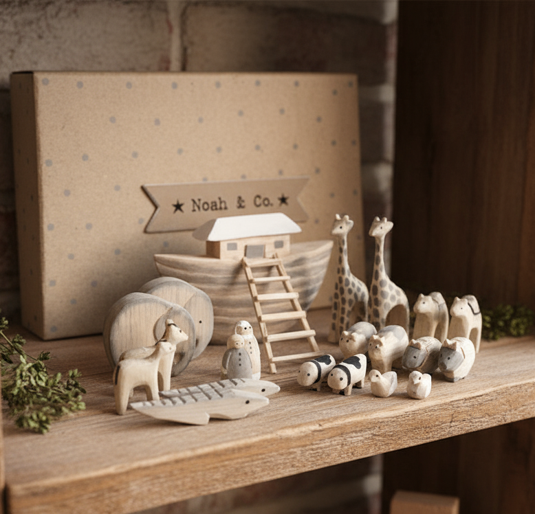 East of India Wooden Noah's Ark Set In Box