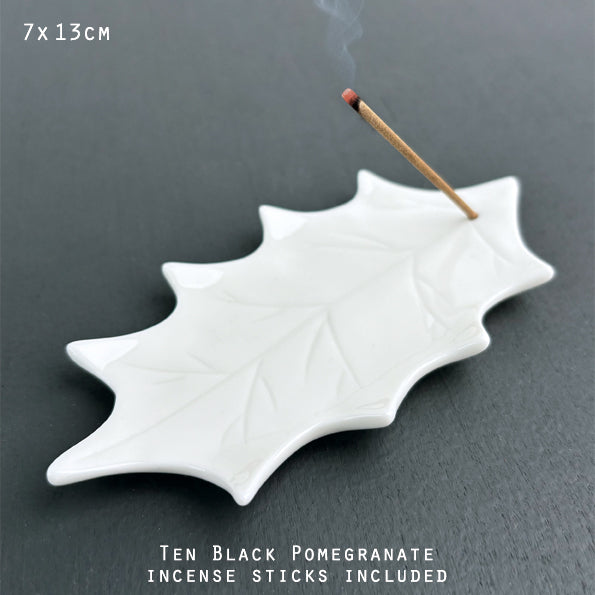 Porcelain Holly Leaf Incense Set image 0