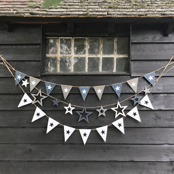 White Wooden Star Bunting image 1