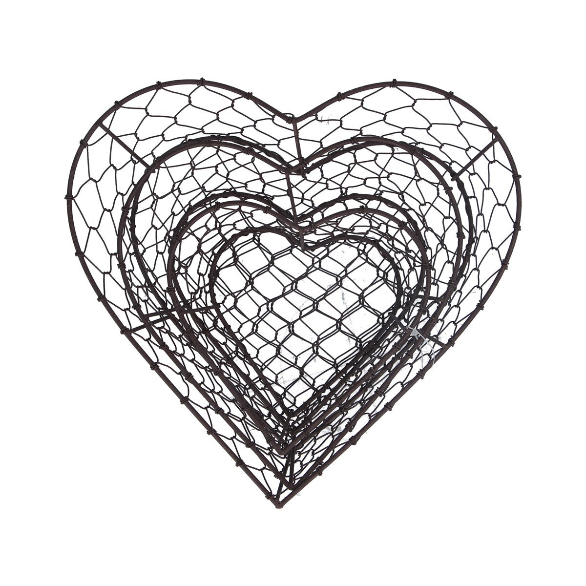 Set of 3 Wire Heart Baskets image 0