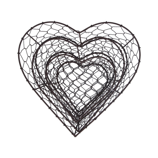 Set of 3 Wire Heart Baskets image 0