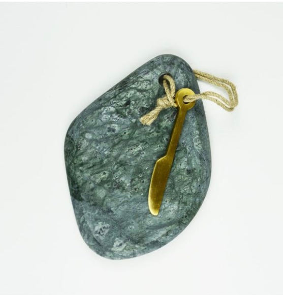 Grey Marble Mini Cheese Board with Knife image 1