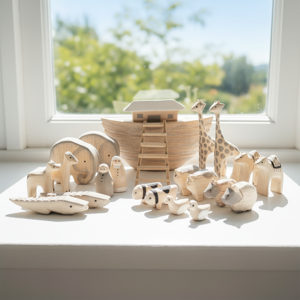 East of India Wooden Noah's Ark Set In Box