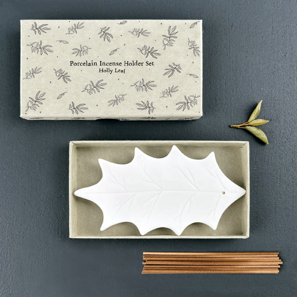 Porcelain Holly Leaf Incense Set image 1