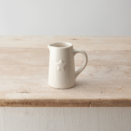 White Ceramic Jug/Vase with Embossed Star image 0