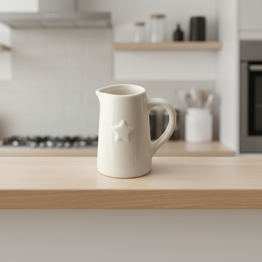White Ceramic Jug/Vase with Embossed Star
