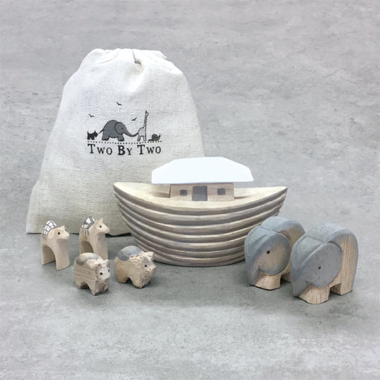 Wooden Noah's Ark Set in Linen Bag image 0